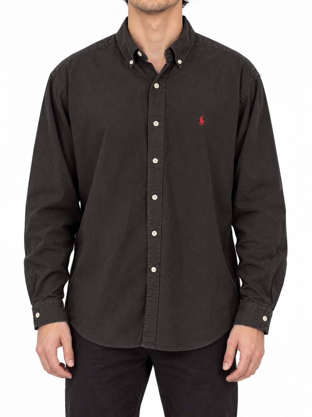 Ralph Lauren Blake Men's Black Two-Ply Cotton Button Down Long Sleeve Shirt M